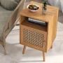 Tolead Rattan Nightstand, Boho Side Table with Handmade Rattan Decorated Drawer, Bedroom, Living Room, Natural - Image 3