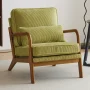 Lemley Mid Century Solid Wood Accent Chair Upholstered Armchair with an Extra Pillow - Image 6