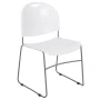 Flash Furniture HERCULES Series 880 lb. Capacity White Ultra-Compact Stack Chair with Silver Powder Coated Frame - Image 2
