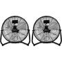 20 in. 3 Fan Speeds in Black Floor Fan with Built-in Carry Handle (2-Pack) for Warehouse, Workshop and Factory - Image 1