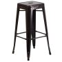 30 in. White Metal Bar Stool - Black-Antique Gold (Bar Stool Without Cushion) - Image 1