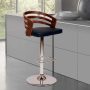 Adele 25-32 in. Black/Chrome Low Back Metal Adjustable Height Swivel Bar Stool with Faux Leather Seat - Image 1