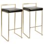 Fuji Gold and Black Stackable Bar Stool (Set of 2) - Black Faux Leather/Gold Stool, Bar Height (28-33 in.) - Image 1
