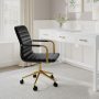 Saddle Brown/Oil Rubbed Bronze Taytum Mid-Back Swivel Faux Leather Soft Desk Chair,Adjustable Height Padded Office Chair - Image 1