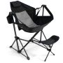 Hammock Camping Chair with Retractable Footrest and Carrying Bag for Camping Picnic Black - Image 1