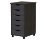 6-Drawer Solid Wood Mobile Storage Cart in Black - Image 1