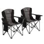 (2-Pack) Oversized Folding Deluxe Black Camping Chair Chair with Cooler Bag - Image 1