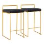 Fuji Gold and Black Stackable Bar Stool (Set of 2) - Black Velvet Stool, Counter Height (24-27 in.) - Image 1