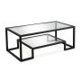 Athena 45 in. Brass/Clear Rectangle Glass Top Coffee Table with Shelf - Image 1