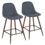 Pebble 24 in. Walnut and Blue Counter Stool (Set of 2) - Image 1