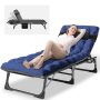 Folding Lounge Chair 5-Position Adjustable Outdoor Reclining Chair Folding Sleeping Bed Cot for Beach Patio Sunbathing - Image 1
