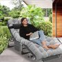 Portable Lounge Chair, Black 5-Fold Sleeping Cots Steel Outdoor Lounge Chair with Cushion Guard Gary Cushion Gainsboro 1-Pack - Image 1