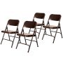 Bernadine Dining Folding Chair With Metal Seat, Brown (Pack of 4) - Image 1