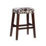 Benjamin 30 in. Brown Backless Wood Bar Stool with Cow Printed Polyester Seat - Image 1