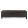 Ottilie Light Sky Blue Button Tufted Storage Bench - Brown, 17.52 in - Image 1