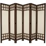 5.5 ft. Burnt Grey Muslin Window Pane 6-Panel Room Divider - Image 1