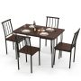 Walnut 5 Pieces Dining Table Set for 4 with Metal Frame for Home Restaurant - Image 4
