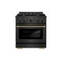 30 in. Wide 4 Burner ZLINE Designer 4.2 cu. ft. Manual Clean Freestanding Gas Range with Black and Bronze Accents - Black Satin Stainless Steel - Image 1