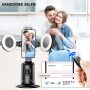 Auto Face Tracking Tripod with 2 Selfie Ring Light, 360° Rotation Face Body - Image 6