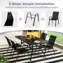 Stackable Outdoor Dining Chairs with Armrests and Breathable Fabric Seat for Pool Side Backyard Set of 4 - Image 4