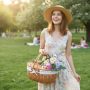Wicker Picnic Basket with Lid and Handle 15" Sturdy Woven Body with Washable Lining for Easter,Mother's Day,Outdoor Camping,Not Dyed - Image 5