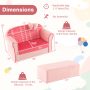 Ultra Soft Velvet Kids Sofa Chair Toddler Couch with Ottoman - Image 4