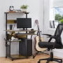 Alden Design 3 Tiers Computer Desk with Charging Station Printer Shelf for Home Office, Rustic Brown - Image 2