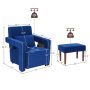 Blue Modern Berber Fleece Accent Chair with Ottoman and Waist Pillow for Living Room - Image 4