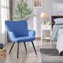 Alden Design Upholstered Fabric Modern Accent Chair, Blue - Image 3