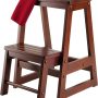 Walnut Wooden Folding Step Stool Seat 2 Tier Platform Ladder Kitchen Office Home - Image 3