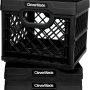 CleverMade - Collapsible Milk Crates, 25L Plastic Stackable Storage Bins CleverCrates Utility Folding Baskets, Pack of 3, Black - Image 1