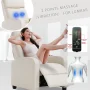 BestMassage Reading Chair Winback Single Sofa Home Theater Seating Modern Reclining Easy Lounge with PU Leather Padded Seat Backrest,Beige - Image 4