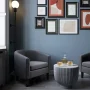 BELLEZE Modern Tub Barrel Linen Accent Chair - Kyara (Gray) - Image 2