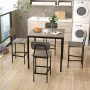 5 Pieces Industrial Dining Table Set with Counter Height Table and 4 Bar Stools - Gray - Image 5
