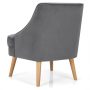 Gray Mid Century Velvet Accent Chair with Rubber Wood Legs for Bedroom - Image 3
