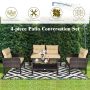 Costway Rattan Outdoor Sofa with Brown Cushions and Steel Frame - Image 6