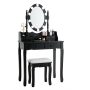 Makeup Dressing Table with Touch Switch Lighted Mirror and Cushioned Stool - Image 4