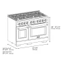 ZLINE - 48 in. Wide 8 Burner Autograph Paramount Dual Fuel Freestanding Range with DuoPro Cooktop and Black Accents - Stainless Steel - Image 4