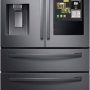 Samsung - 36 in. Wide Family Hub 27.7 Cu. Ft. 4-Door French Door Fingerprint Resistant Refrigerator - Black Stainless Steel - Image 1