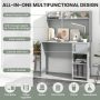 Gray Home Office Desk with Raised Display Shelf and 2 Open Shelves - Image 6