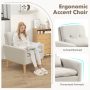 Comfy Modern Accent Chair with Lumbar Pillow and Natural Rubber Wood Legs - Beige - Image 4
