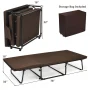 Costway Folding Sleeper Bed Ottoman Lounge Chair w/6 Position Adjustment Brown - Image 3