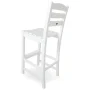 La Casa Cafe White Plastic Outdoor Patio Bar Side Chair - Teak Frame, Teak Seat - Image 5