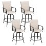 Gray 2 Pieces 360 Rotating Bar Stool Set with Armrests for Patio - Image 3