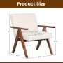 Modern Accent Chair Linen Fabric Armchair with Solid Acacia Wood Frame - Image 4