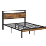 Queen Size Metal Platform Bed Frame With Wooden Headboard And Footboard With USB LINER - Image 2