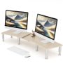 Dual Monitor Stand Riser, Monitor Stand with Adjustable Length and Angle, Woo... - Image 1