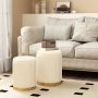 Golden Velvet/Linen Fabric Storage Ottoman Set of 2 - Image 1