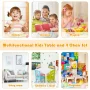 Costway 5 Piece Kids Wood Table Chair Set Activity Toddler Playroom Furniture Colorful - Image 6