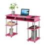 Pemberly Row Contemporary Wood Student Desk with Charging Station in Pink - Image 4